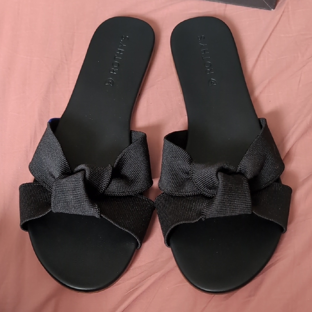 Stylish Black Bow Slide Sandals